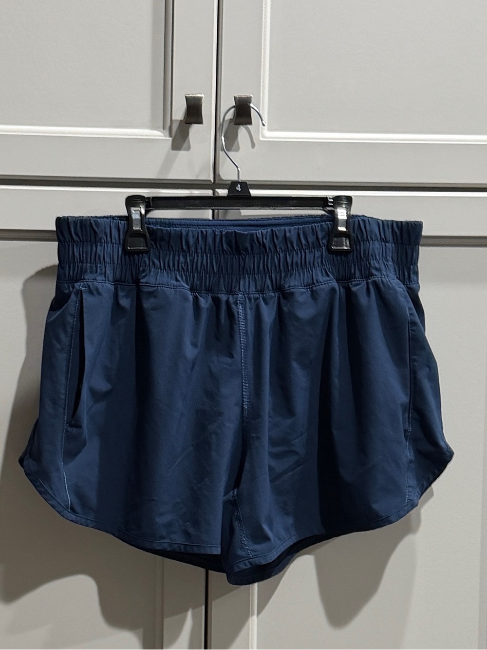 Women's Navy Athletic Shorts with Elastic Waist